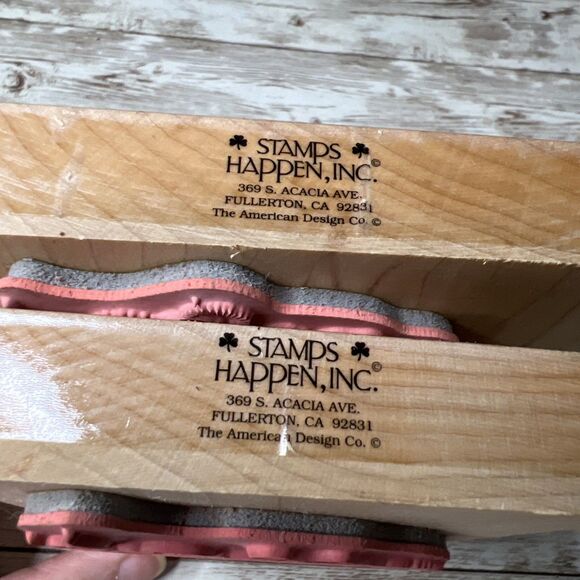 Lot of 2 Stamps Happen "Clover Hill"  (1990's) Wood Rubber Stamp VTG Bears/Bunny - Picture 6 of 10